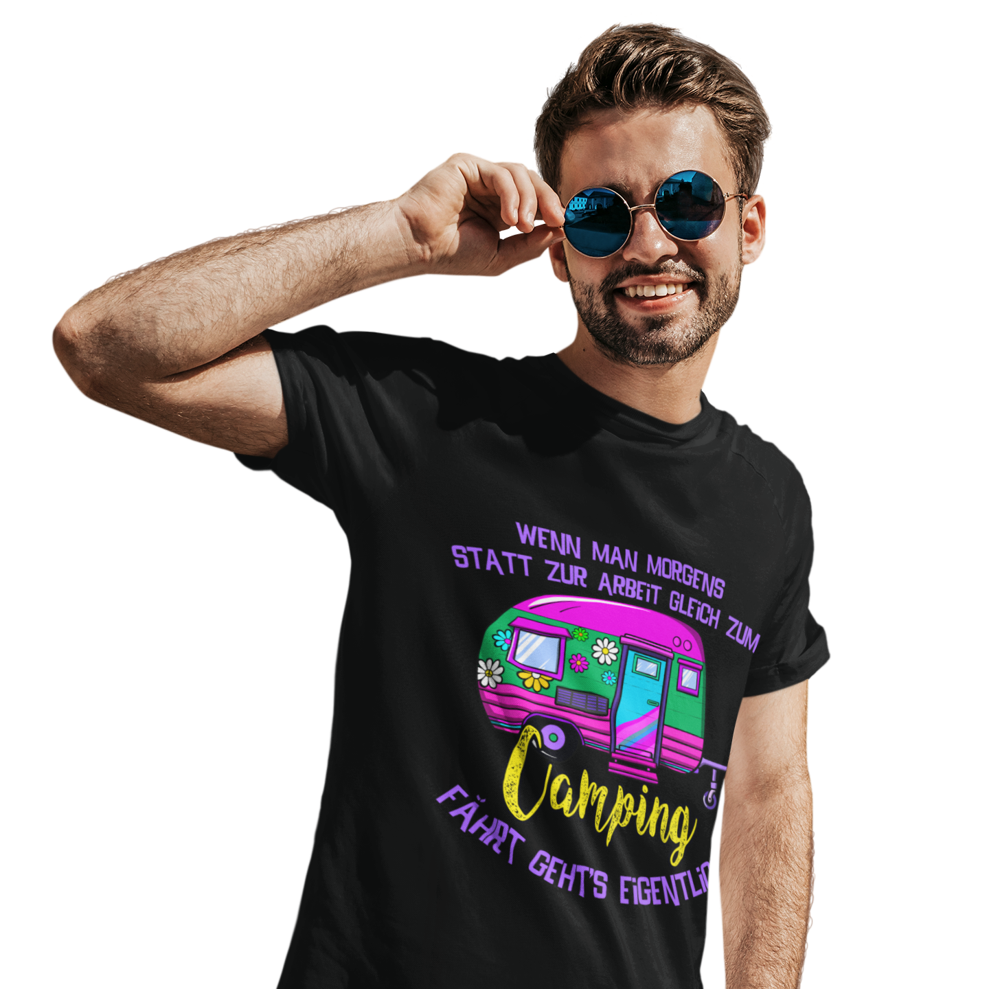 T-Shirt "Camping statt Arbeit" Handmade-Lifestyle
