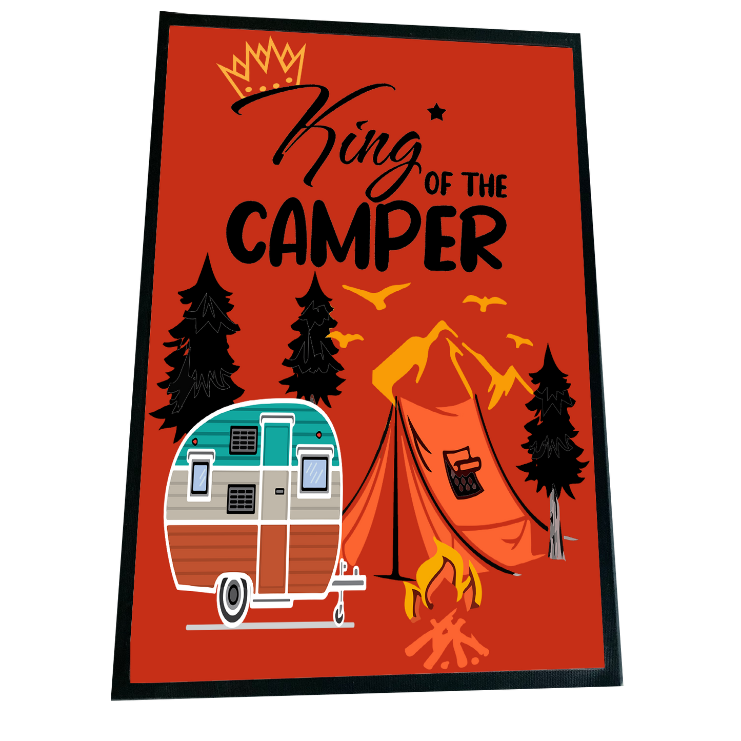 XXL Camping Fußmatte "King of the Camper" 60x90 cm Handmade-Lifestyle