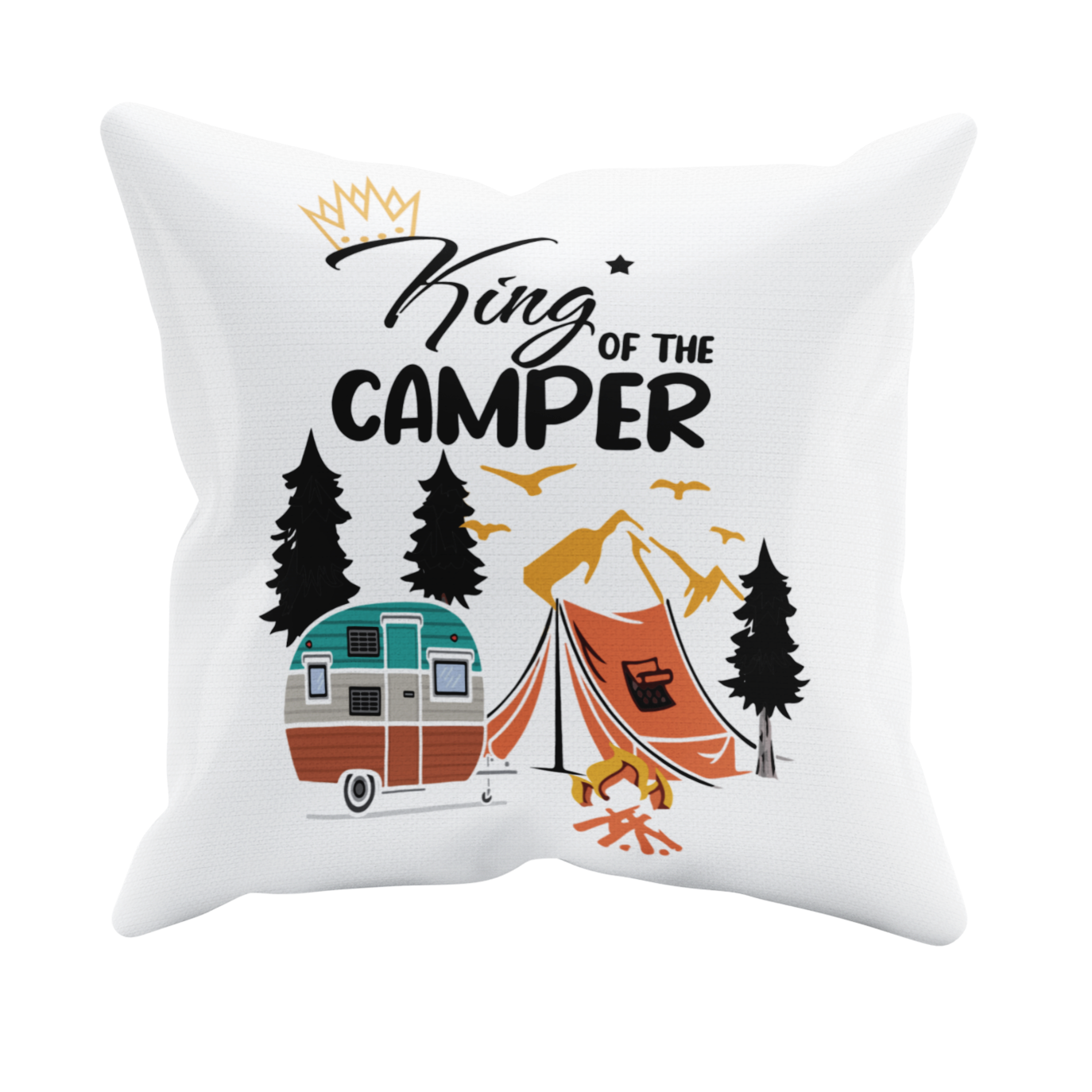 Camping Kissen "King of the Camper" 40x40 cm Handmade-Lifestyle