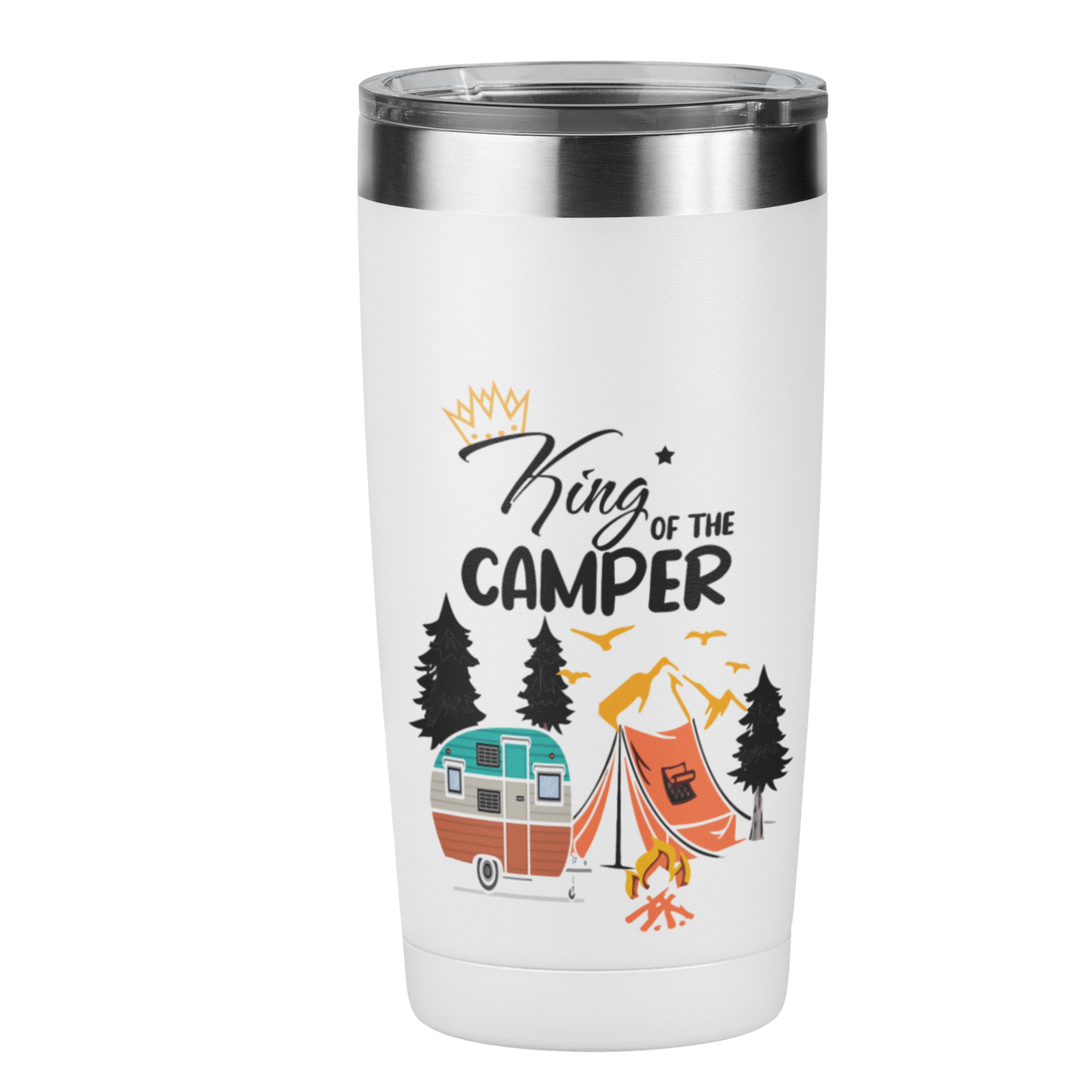 Edelstahl Trinkbecher "King of the Camper" 420 ml Handmade-Lifestyle