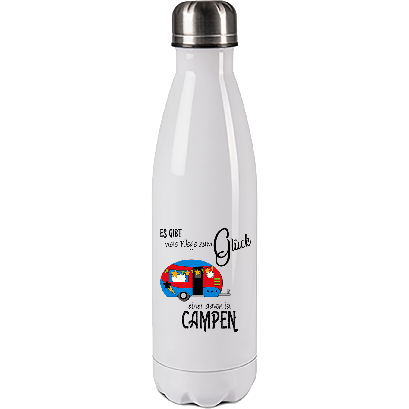 Camping Edelstahl Trinkflasche "Viele Wege zum Glück" 500ml Handmade-Lifestyle