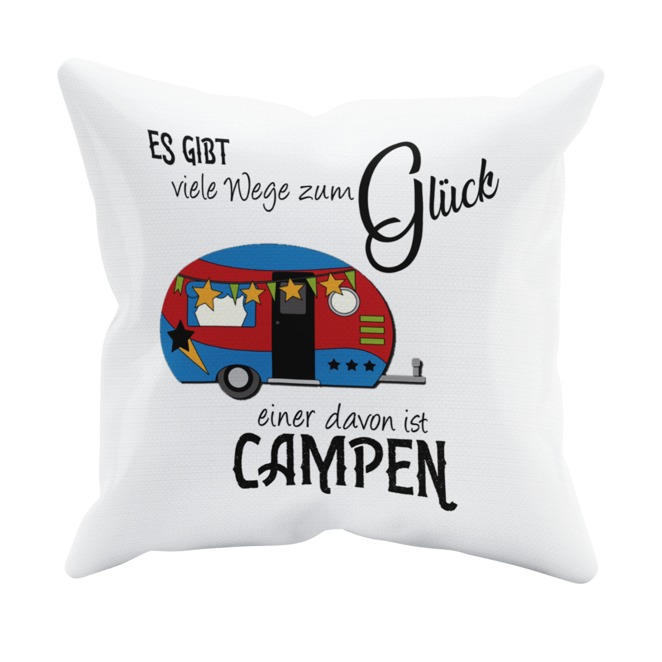 Camping Kissen "Viele Wege zum Glück" 40x40 cm Handmade-Lifestyle