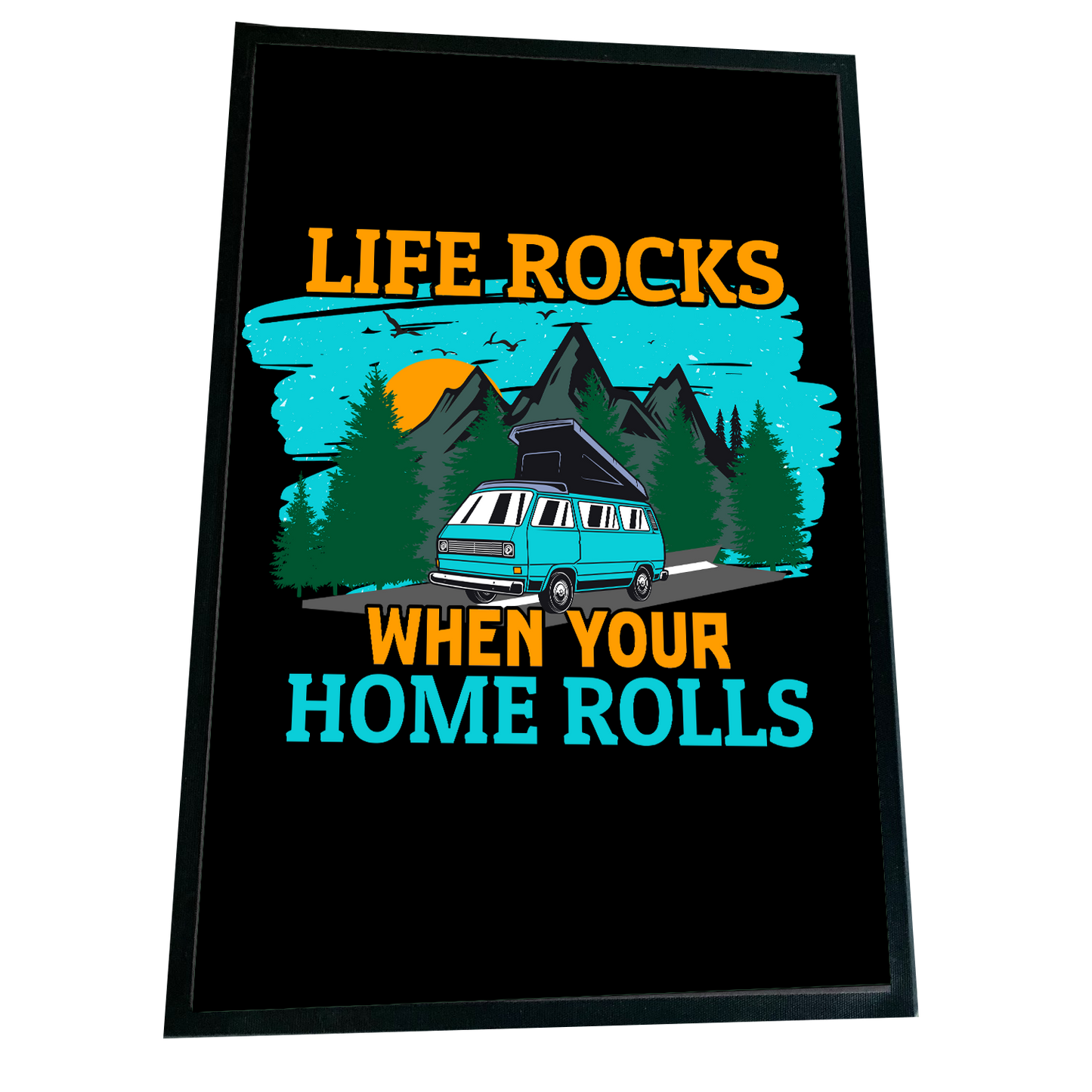 XXL Camping Fußmatte "Life Rocks" 60x90 cm Handmade-Lifestyle