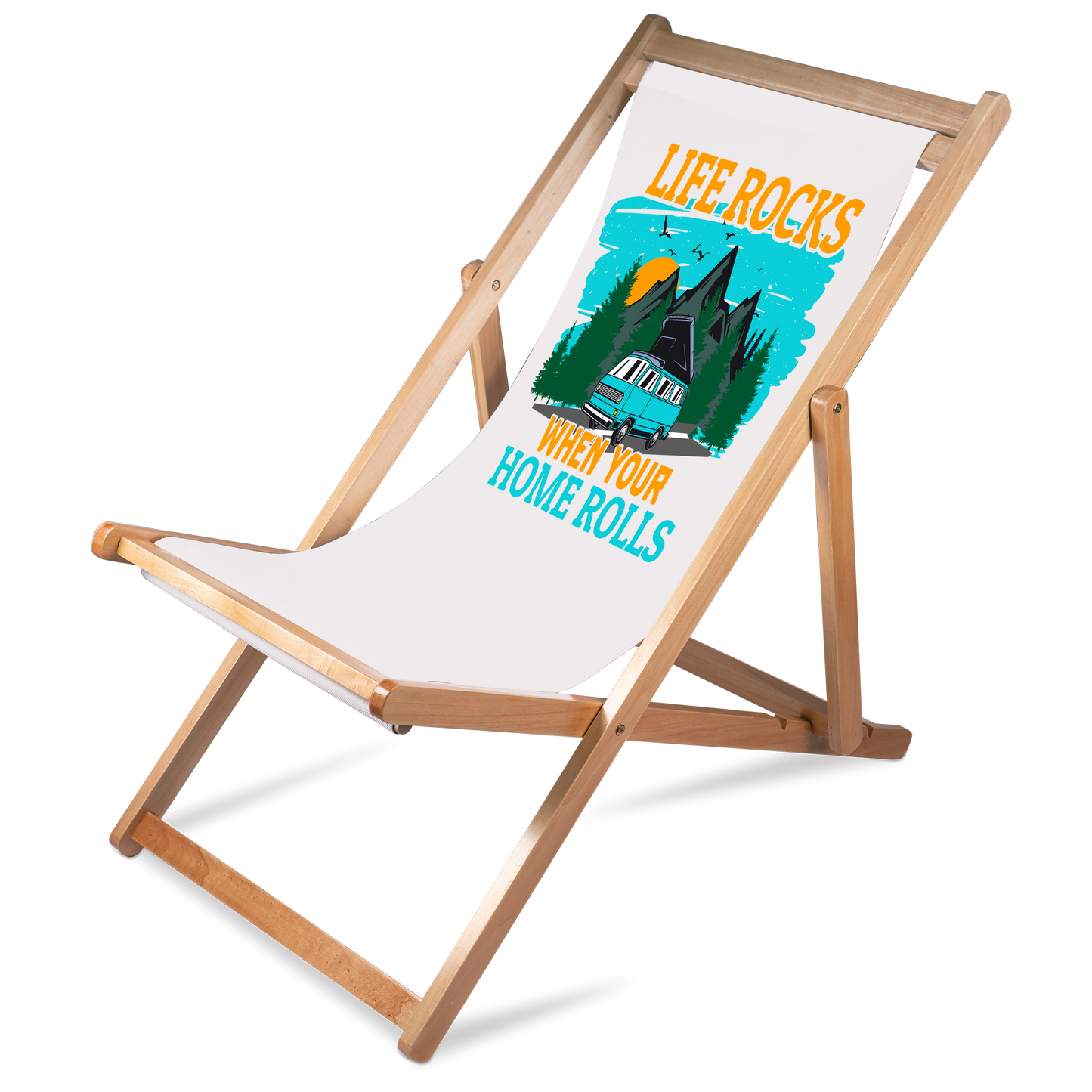 Liegestuhl Camping "Life Rocks" Handmade-Lifestyle