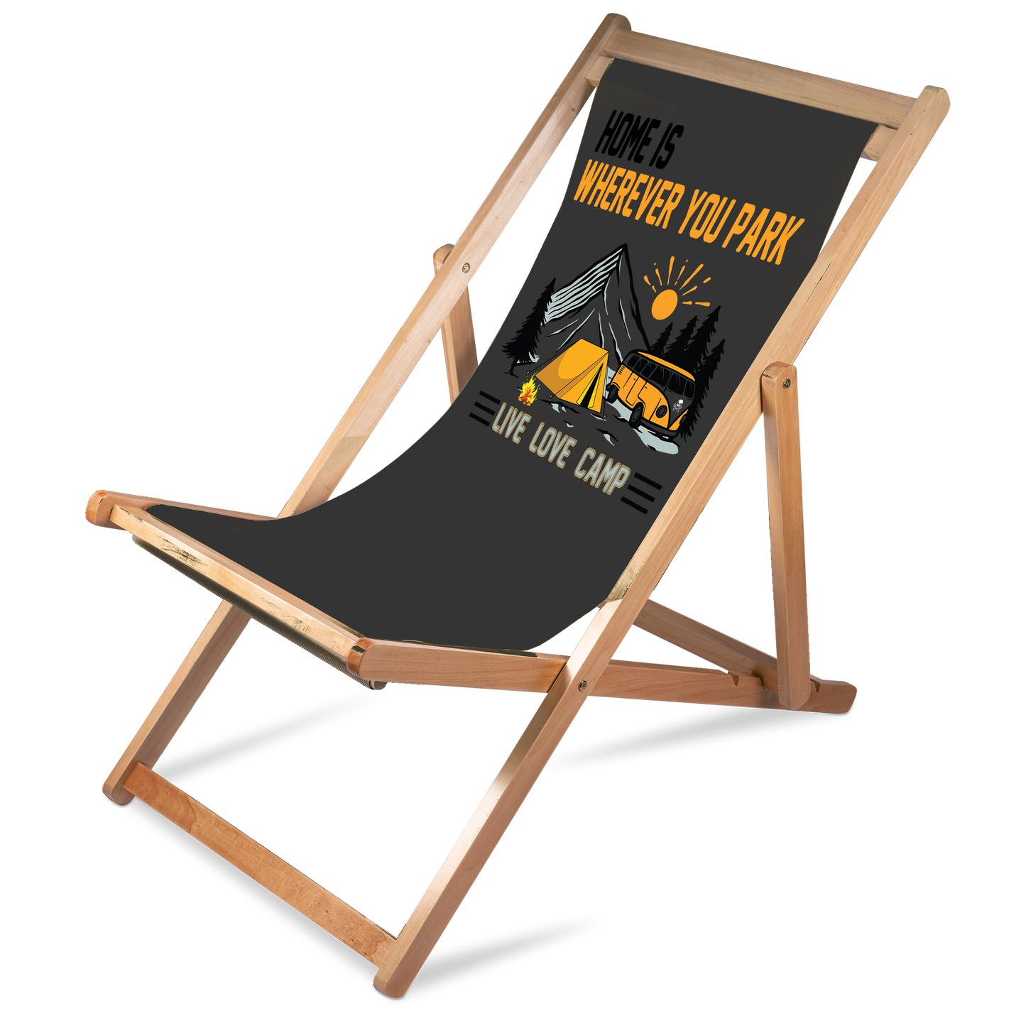 Liegestuhl Camping "Home is wherever you park" Handmade-Lifestyle
