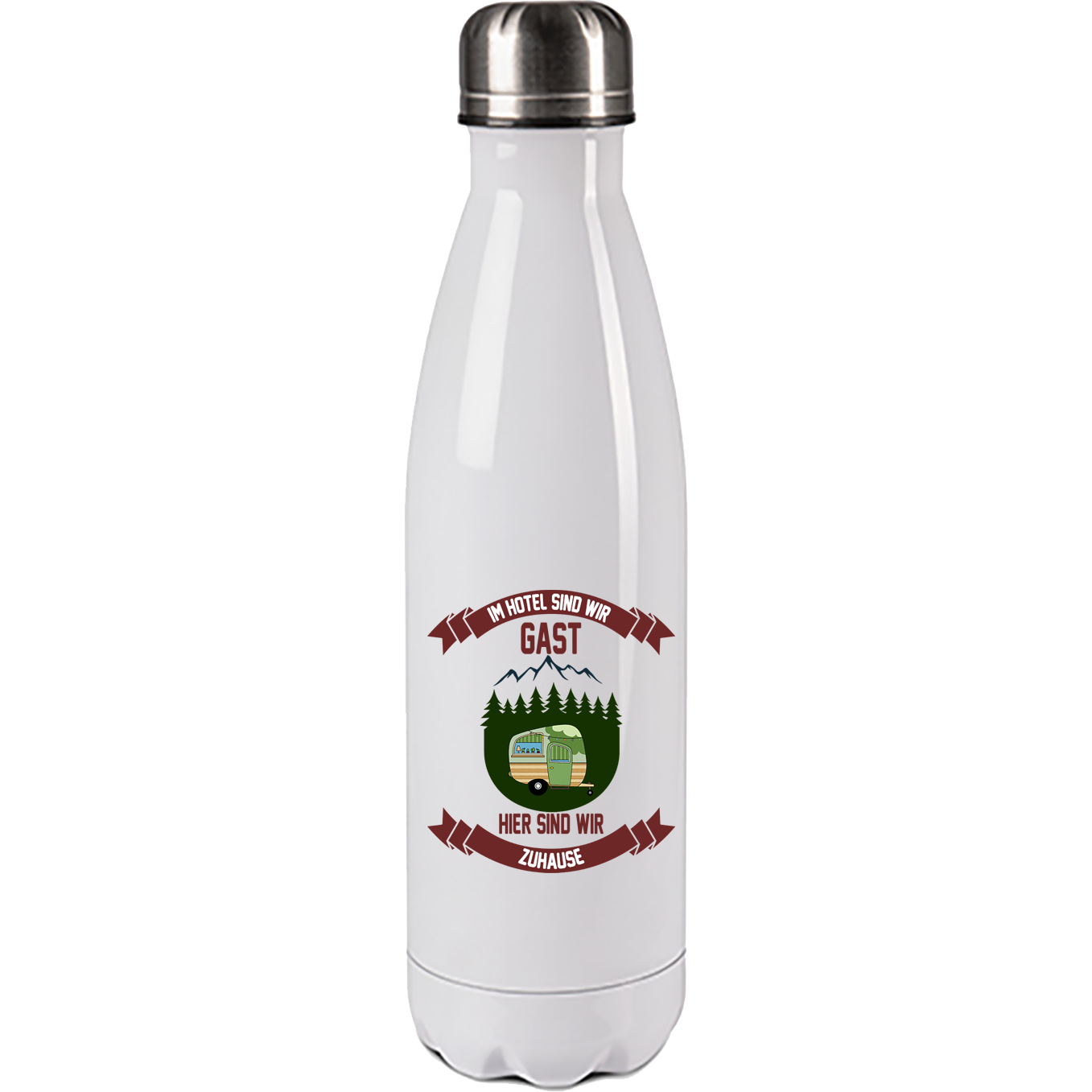 Camping Edelstahl Trinkflasche "Hier sind wir Zuhause" 500ml Handmade-Lifestyle