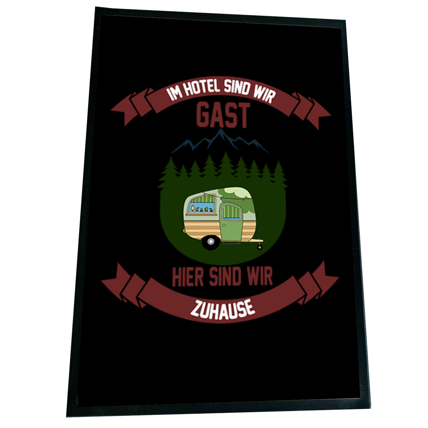 XXL Camping Fußmatte "Hier sind wir Zuhause" 60x90 cm Handmade-Lifestyle