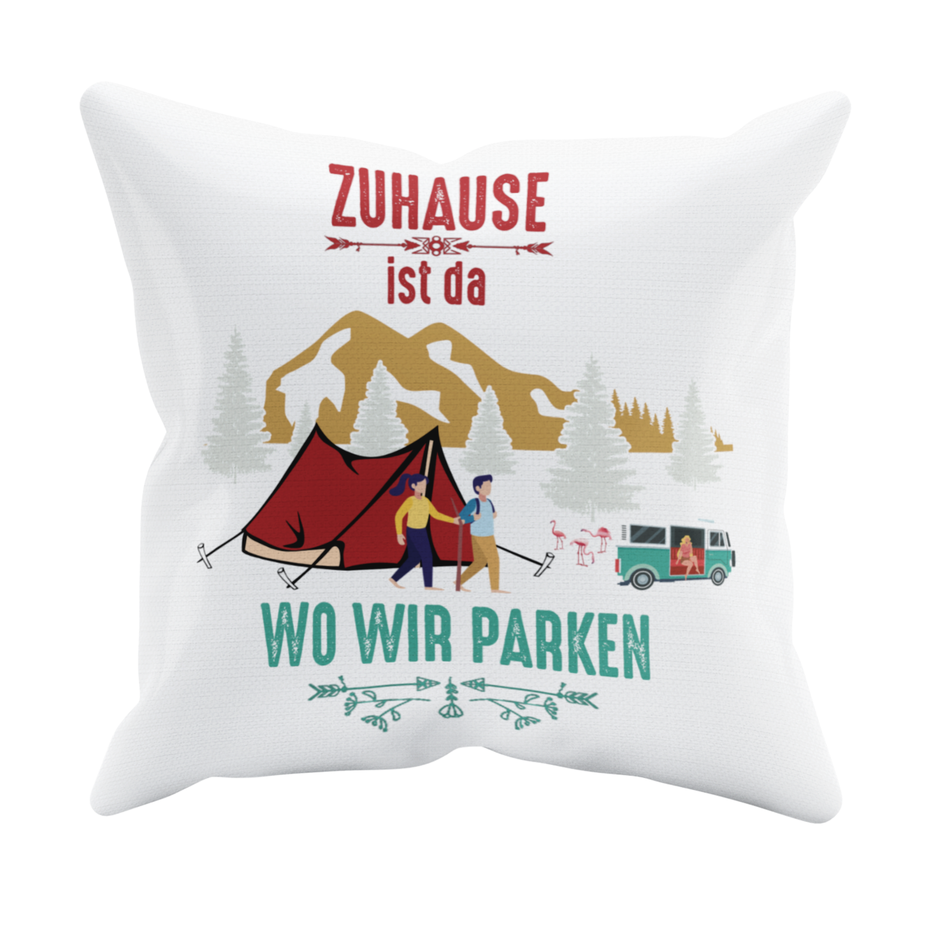 Camping Kissen "Zuhause ist da wo wir parken" 40x40 cm Handmade-Lifestyle