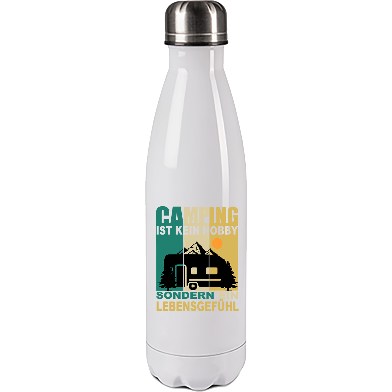 Edelstahl Trinkflasche "Camping ist kein Hobby" 500ml Handmade-Lifestyle