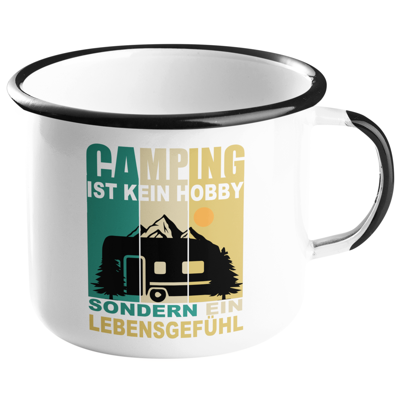 Camping Emailletasse "Camping ist kein Hobby" Handmade-Lifestyle