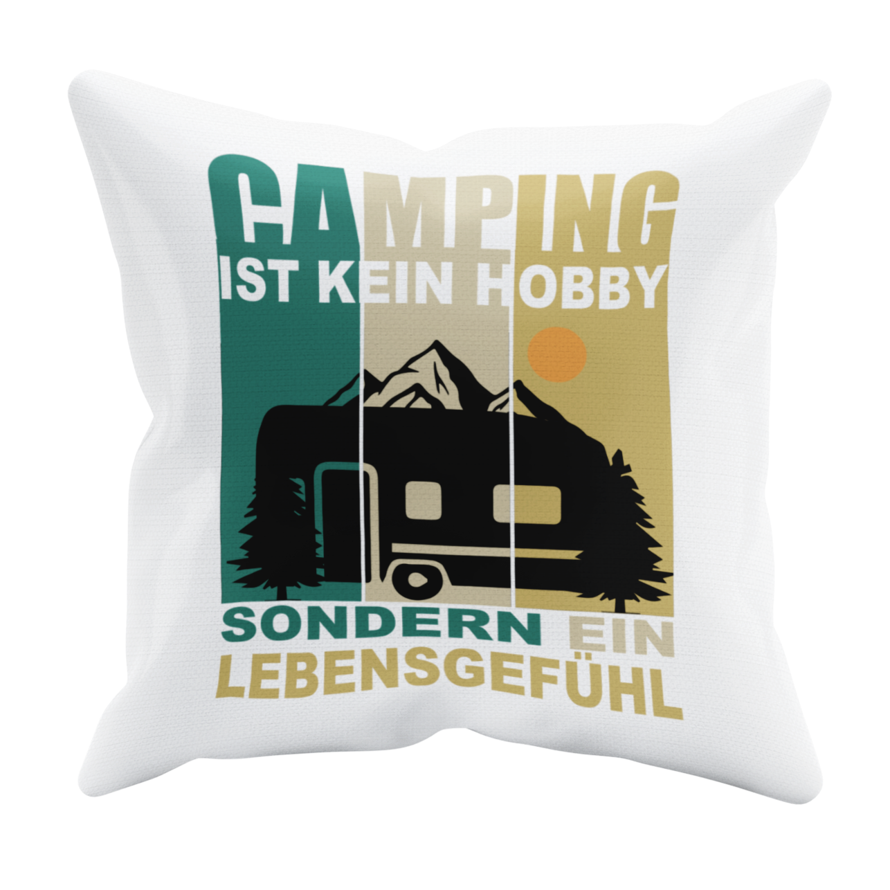 Camping Kissen "Camping ist kein Hobby" 40x40 cm Handmade-Lifestyle