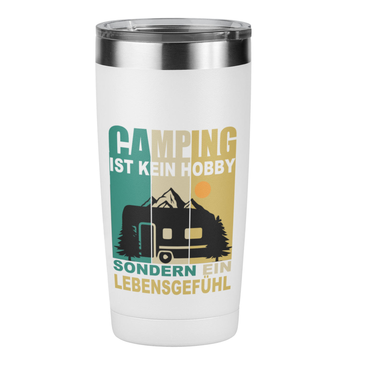Edelstahl Trinkbecher "Camping ist kein Hobby" 420 ml Handmade-Lifestyle