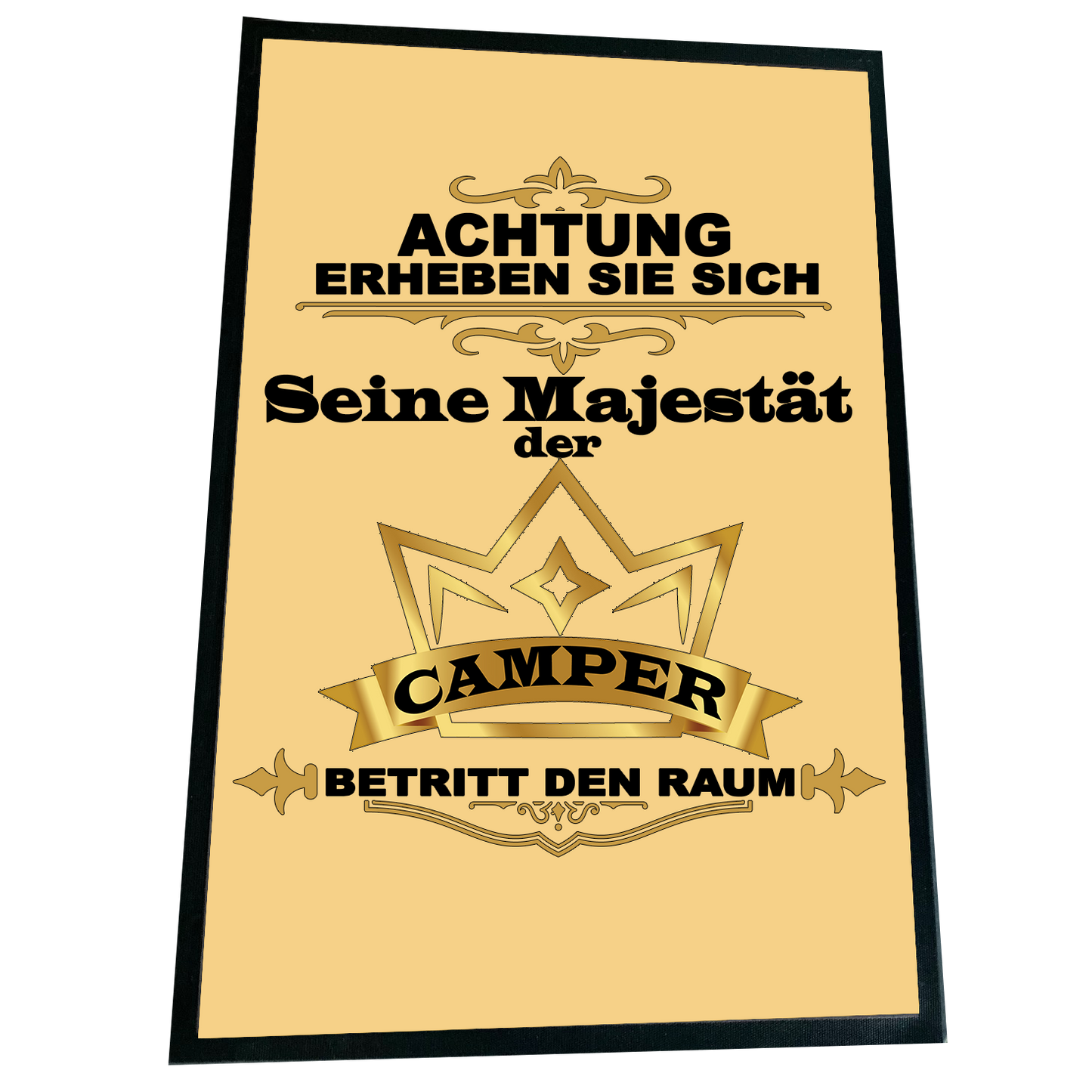 XXL Camping Fußmatte "Seine Majestät der Camper" 60x90 cm Handmade-Lifestyle