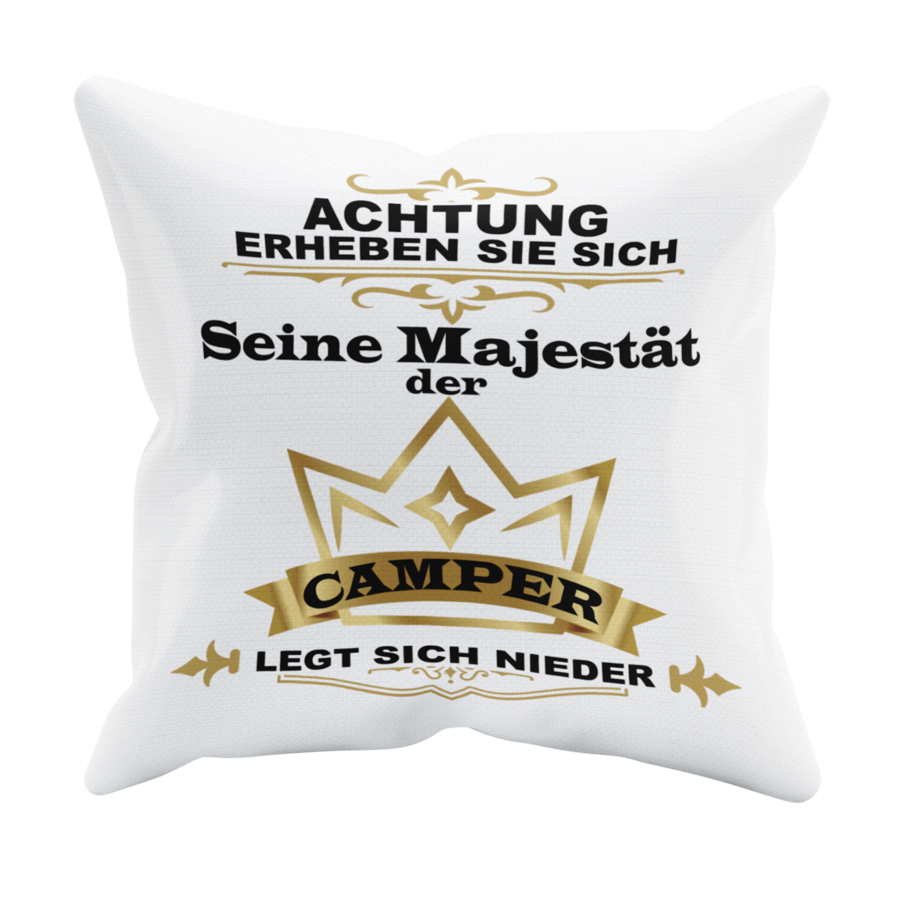 Camping Kissen "Seine Majestät der Camper" 40x40 cm Handmade-Lifestyle