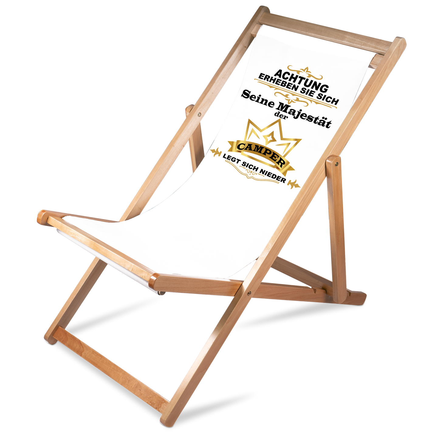 Liegestuhl Camping "Seine Majestät der Camper" Handmade-Lifestyle