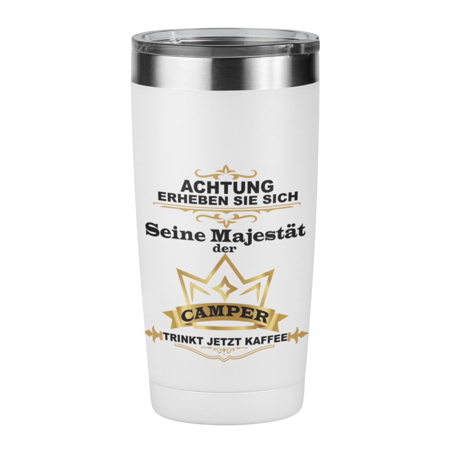 Edelstahl Trinkbecher "Seine Majestät der Camper" 420 ml Handmade-Lifestyle