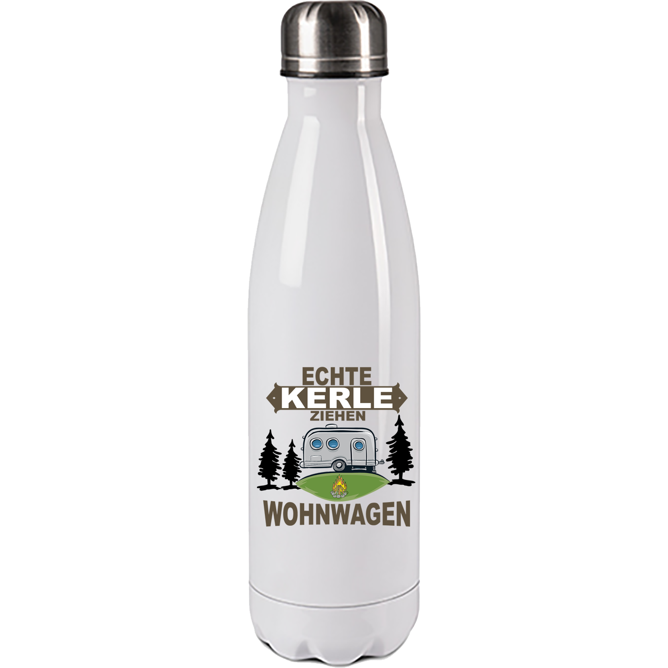 Edelstahl Trinkflasche "Echte Kerle ziehen Wohnwagen" 500ml Handmade-Lifestyle