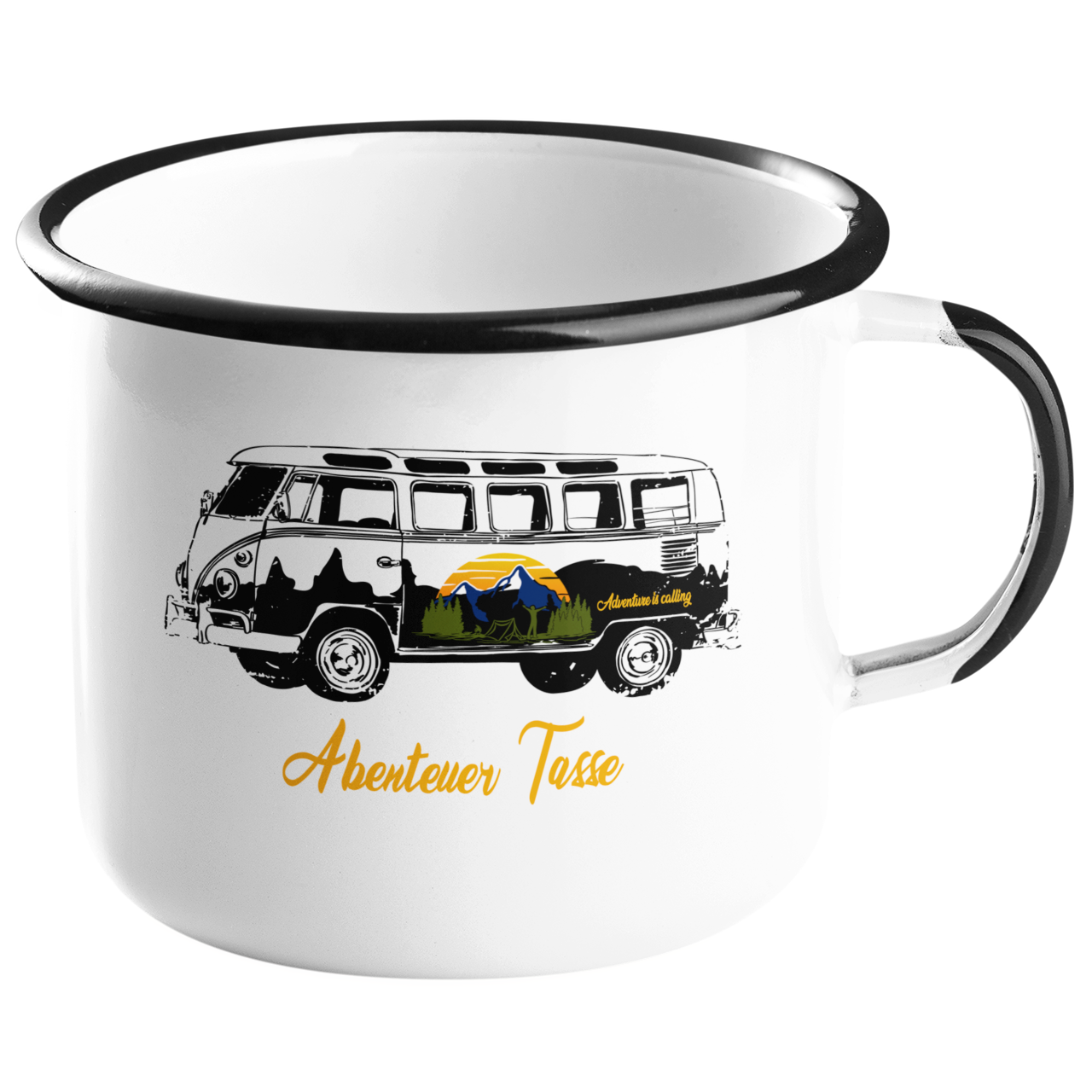 Camping Emailletasse "Abenteuer" Handmade-Lifestyle