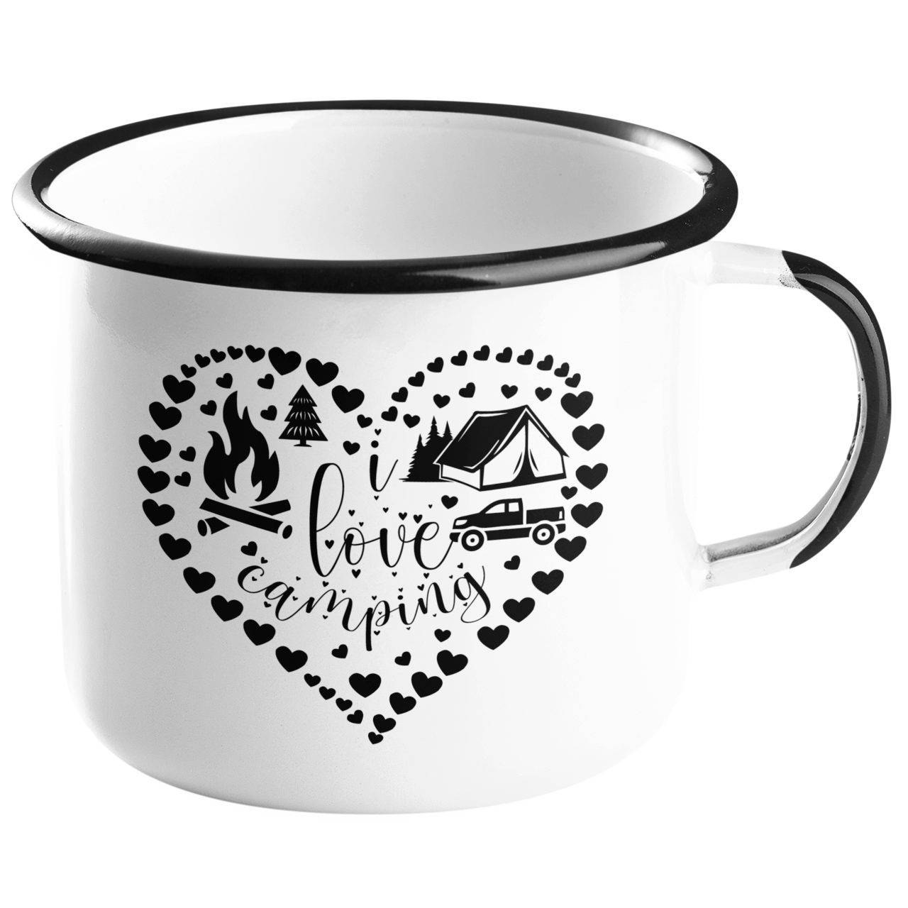 Camping Emailletasse "I love Camping" Handmade-Lifestyle