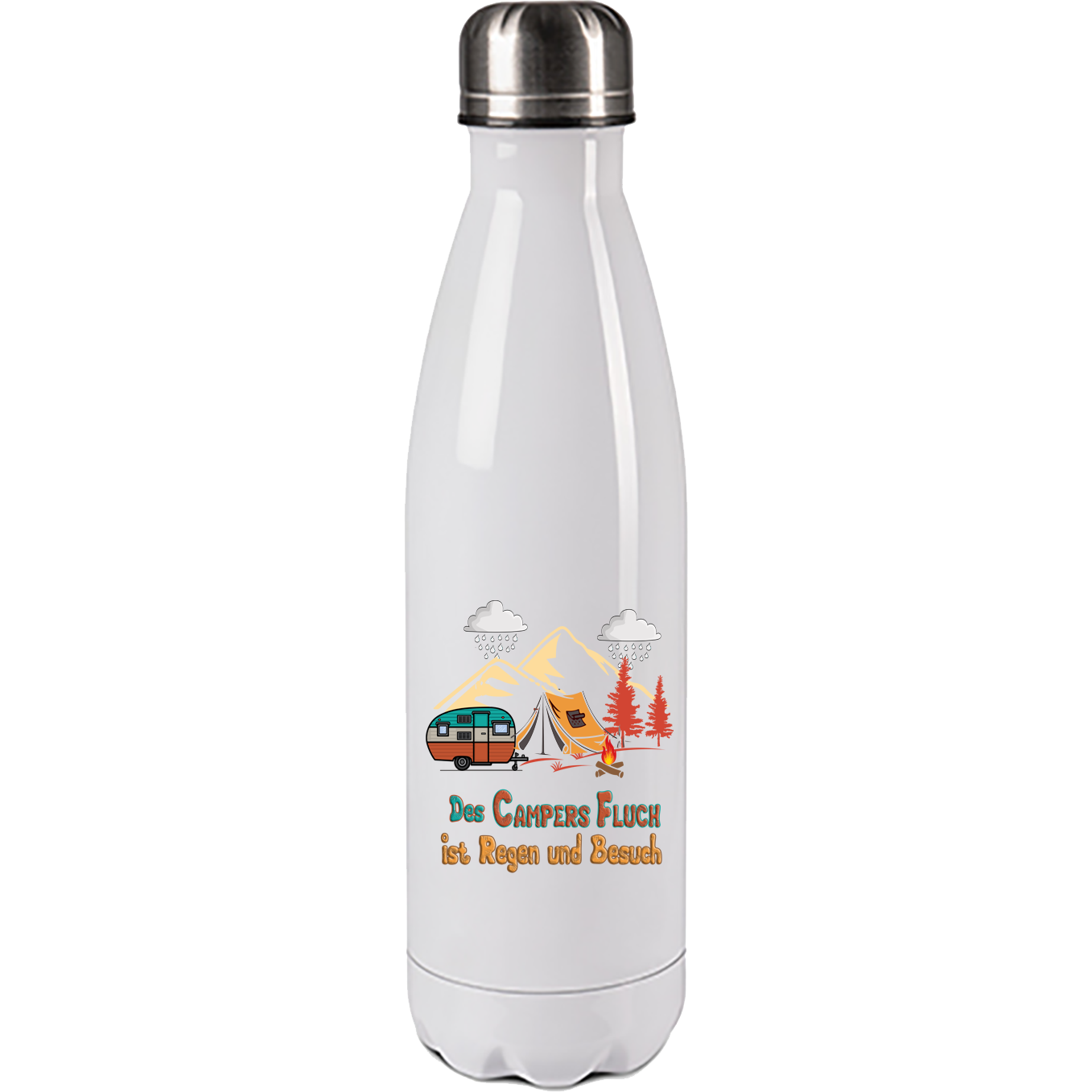 Camping Edelstahl Trinkflasche "Des Campers Fluch" 500ml Handmade-Lifestyle