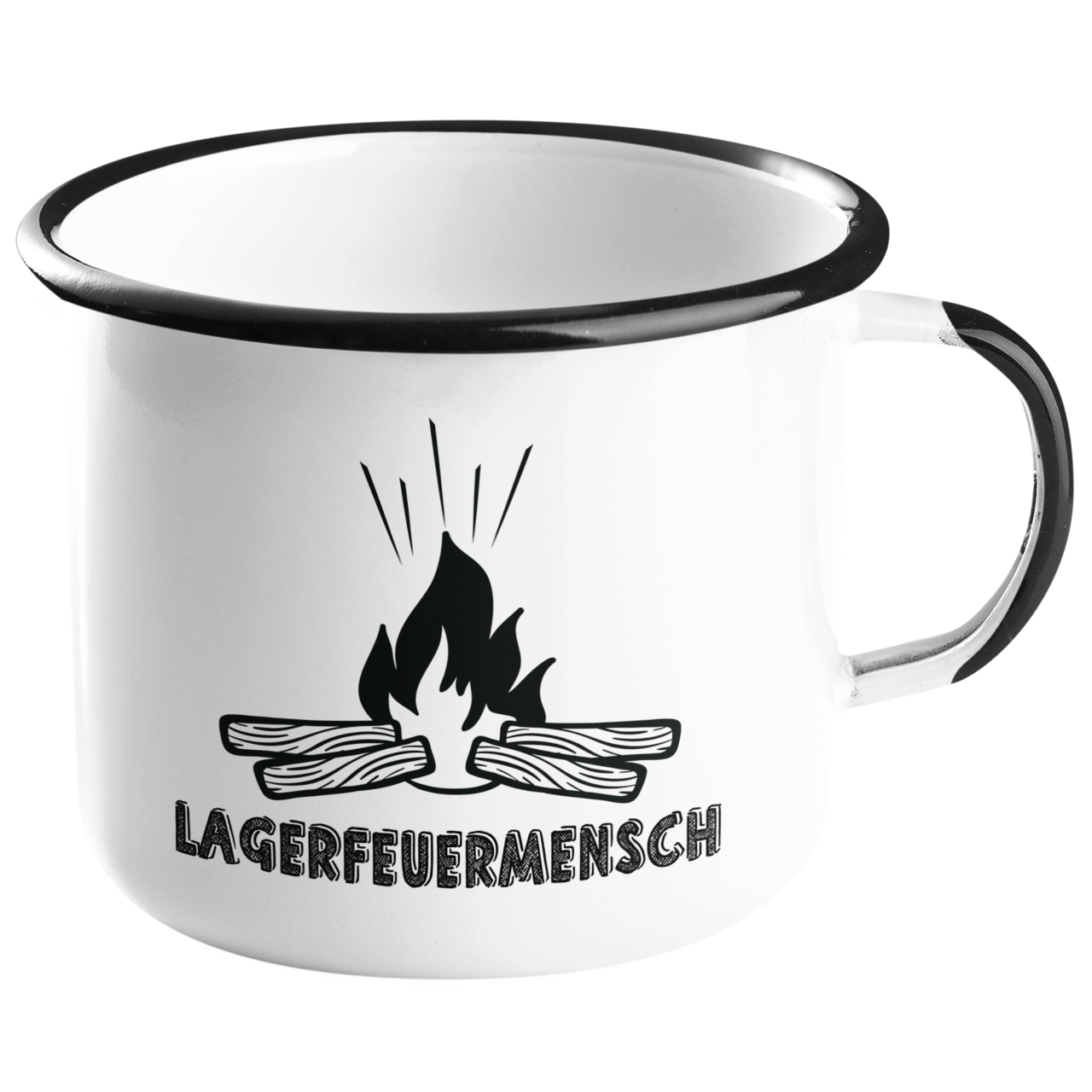 Camping Emailletasse "Lagerfeuermensch" Handmade-Lifestyle
