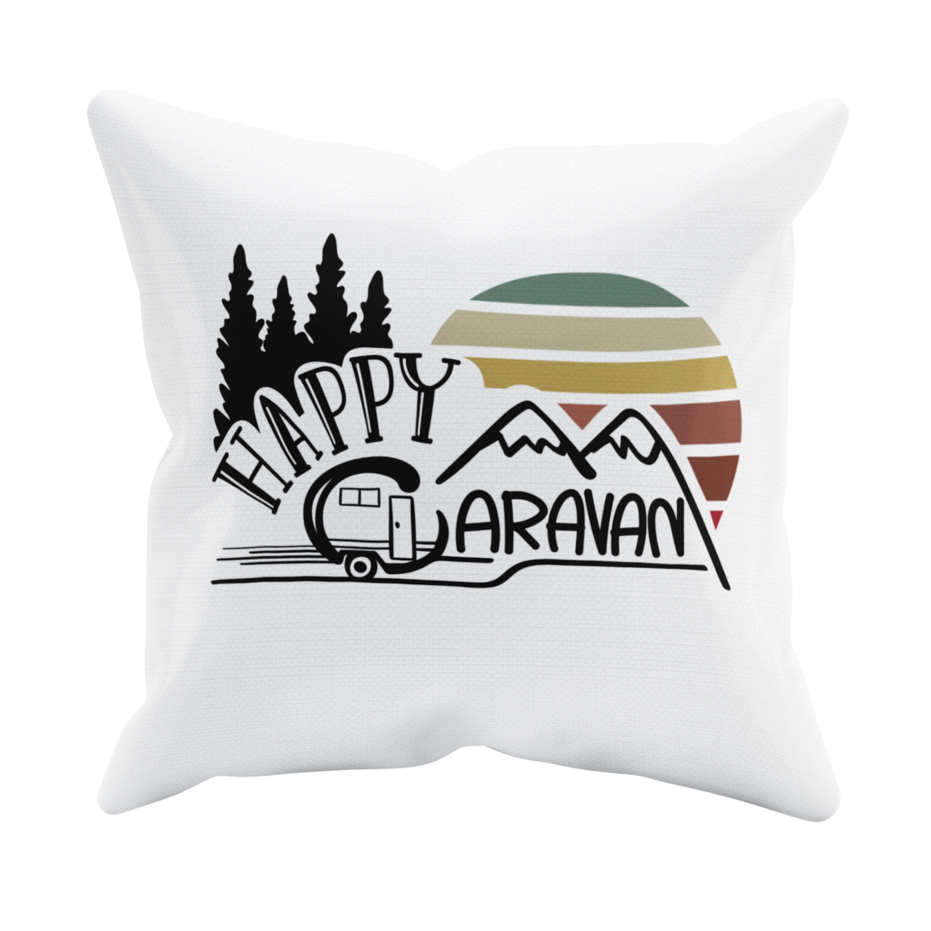 Camping Kissen "Happy Caravan" 40x40 Handmade-Lifestyle