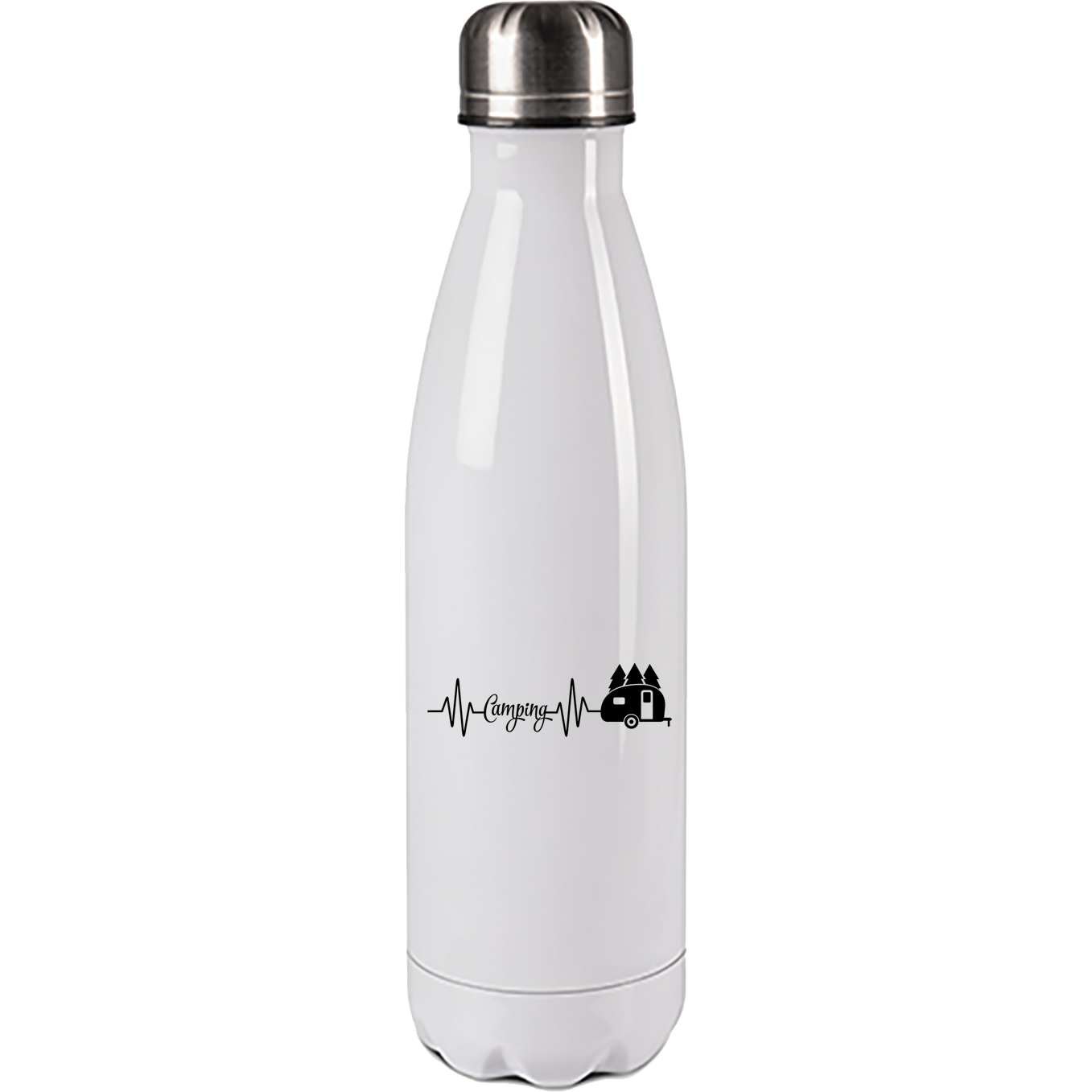 Edelstahl Trinkflasche "Camping Heartbeat" 500ml Handmade-Lifestyle