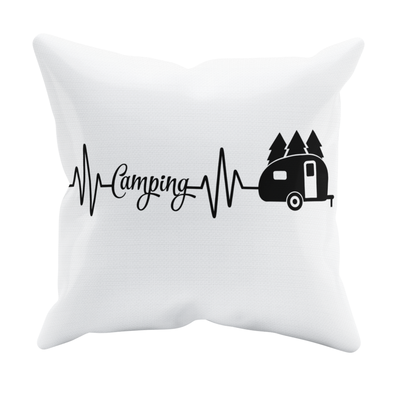 Camping Kissen "Camping Heartbeat" 40x40 Handmade-Lifestyle