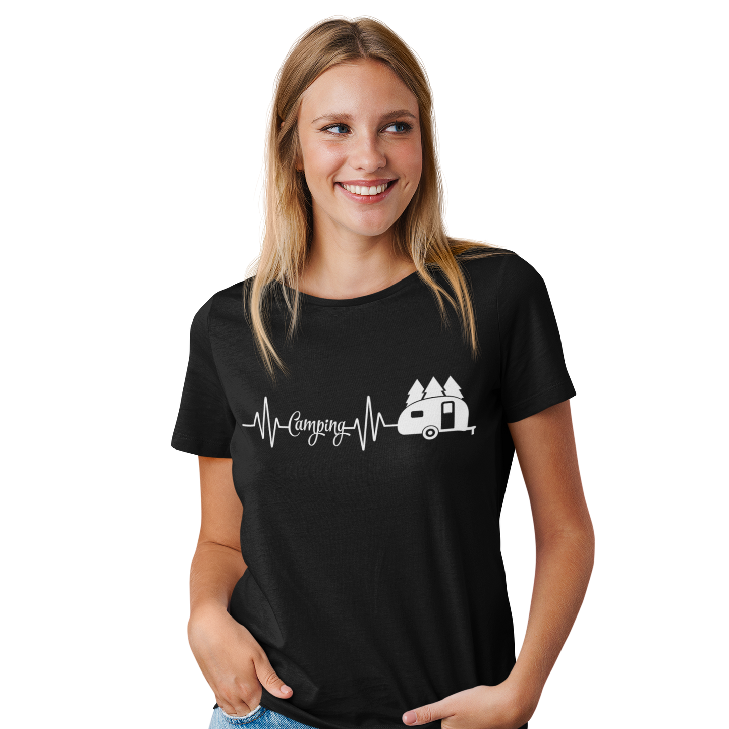 Camping T-Shirt "Camping Heartbeat" Handmade-Lifestyle