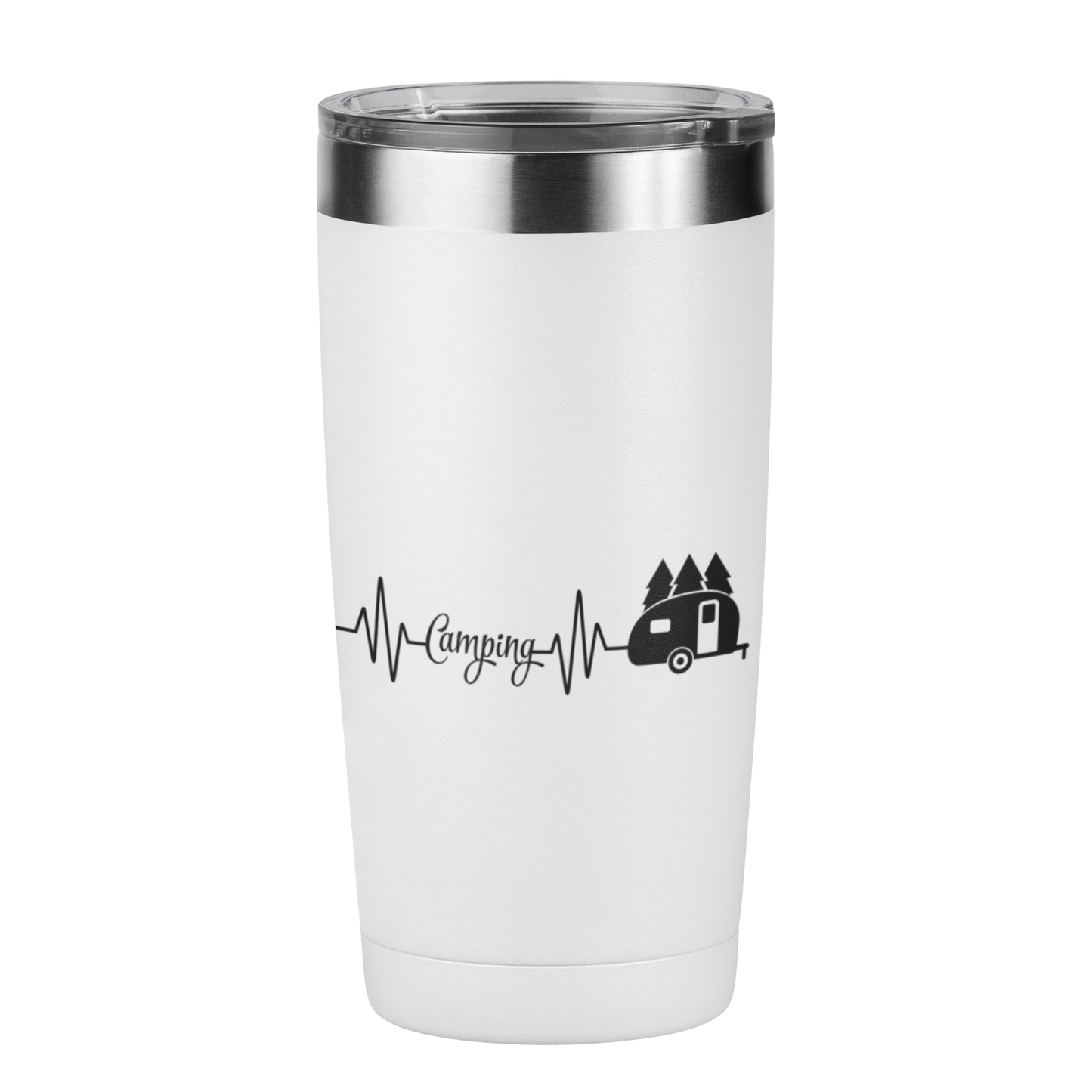 Edelstahl Trinkbecher "Camping Heartbeat" 420 ml Handmade-Lifestyle