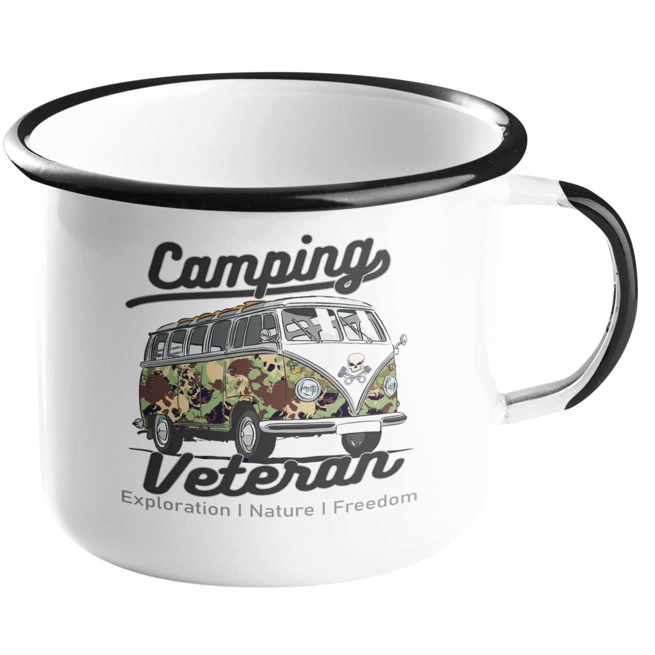 Camping Emailletasse "Camping Veteran" Handmade-Lifestyle