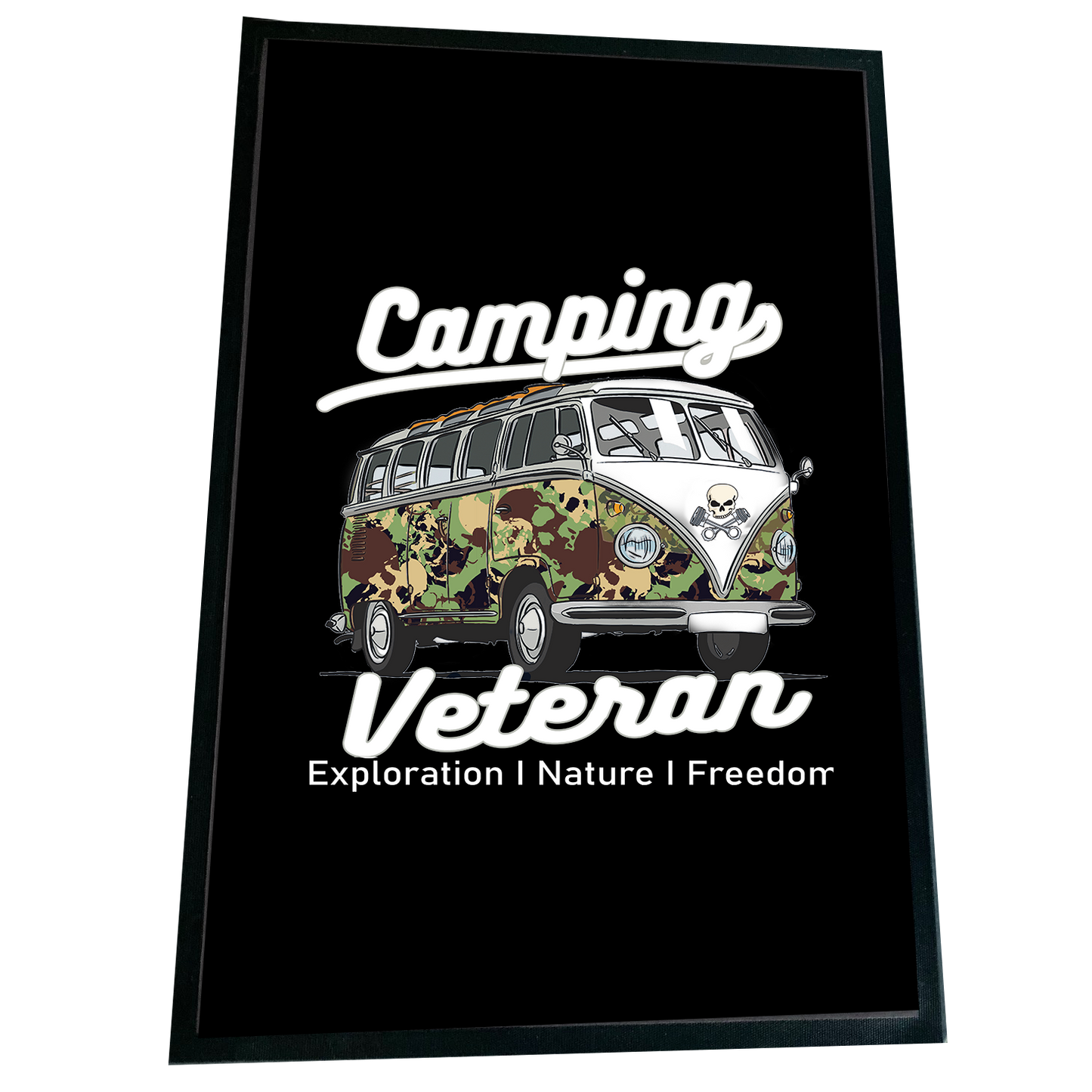 XXL Camping Fußmatte "Camping Veteran" 60x90 cm Handmade-Lifestyle