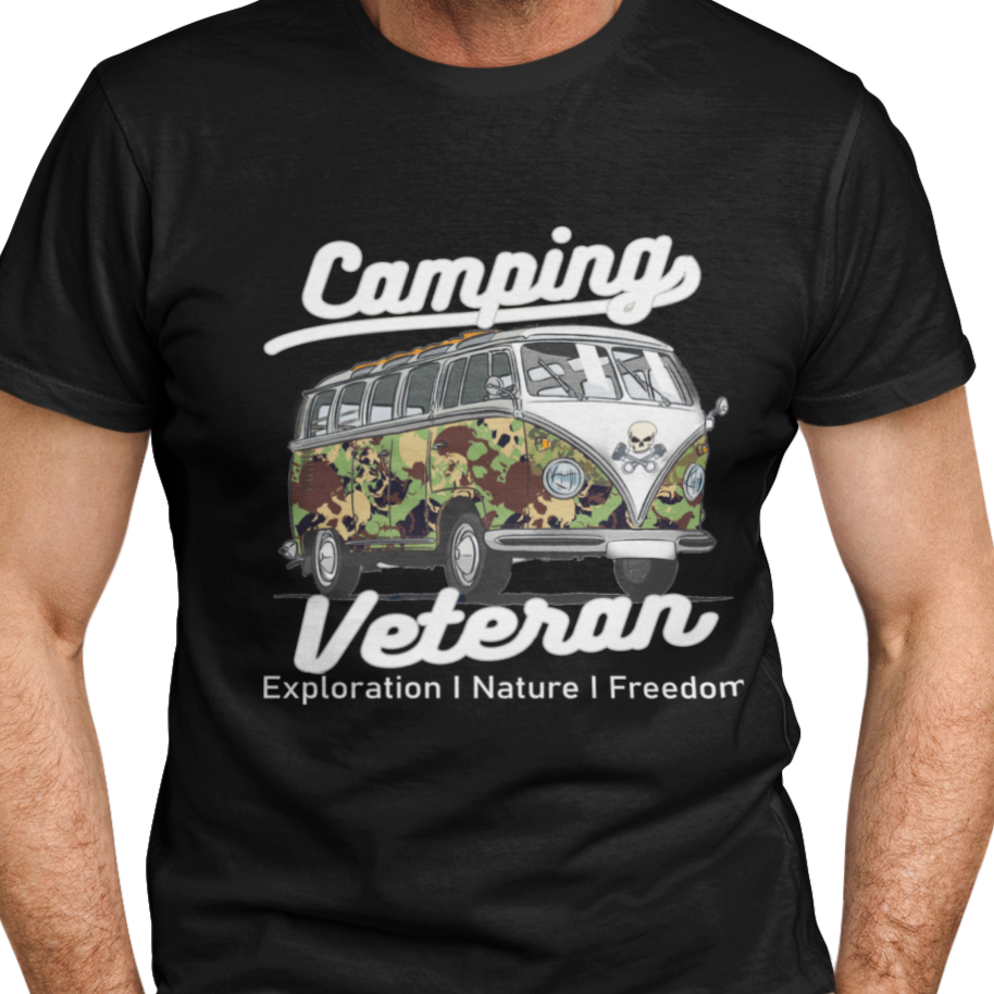 Camping T-Shirt "Camping Veteran" Handmade-Lifestyle
