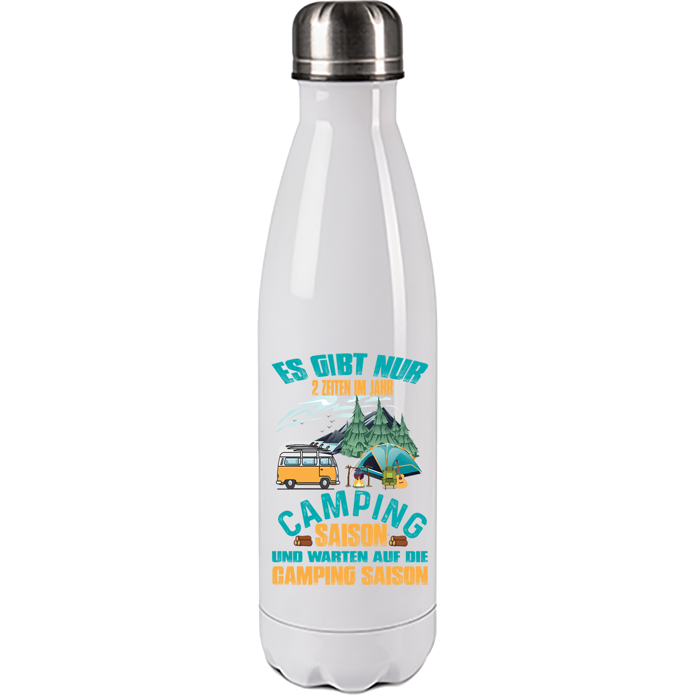 Camping Edelstahl Trinkflasche "Es gibt nur 2 Zeiten im Jahr" 500ml Handmade-Lifestyle