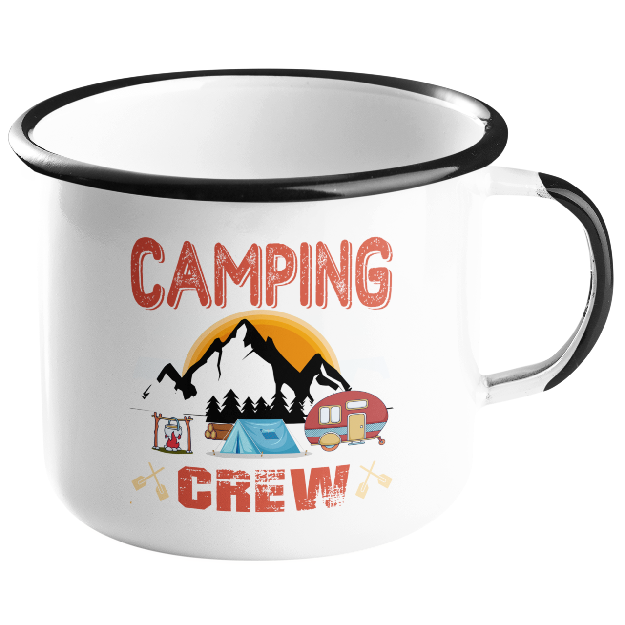 Camping Emailletasse "Camping Crew" Handmade-Lifestyle