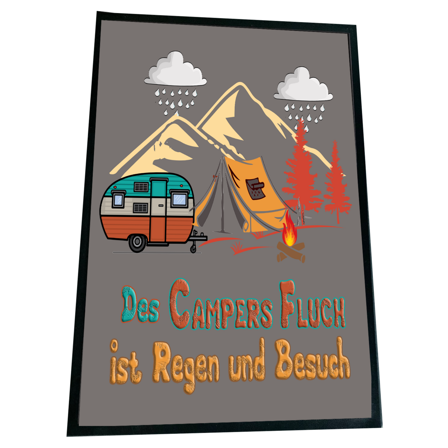 XXL Camping Fußmatte "Des Campers Fluch" 60x90 cm Handmade-Lifestyle