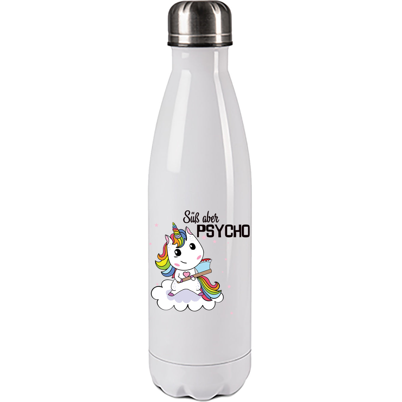 Einhorn Edelstahl Trinkflasche "Süß aber psycho" 500ml Handmade-Lifestyle
