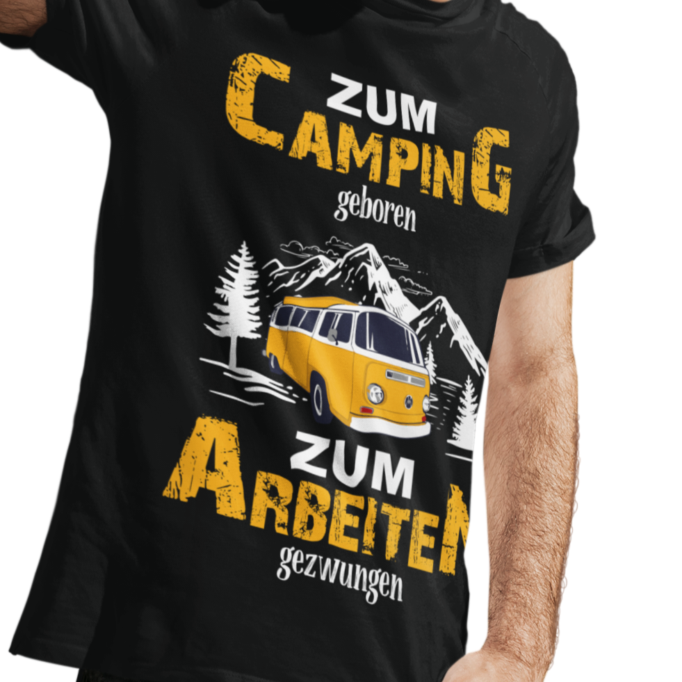 Camping T-Shirt "Zum Camping geboren" Handmade-Lifestyle