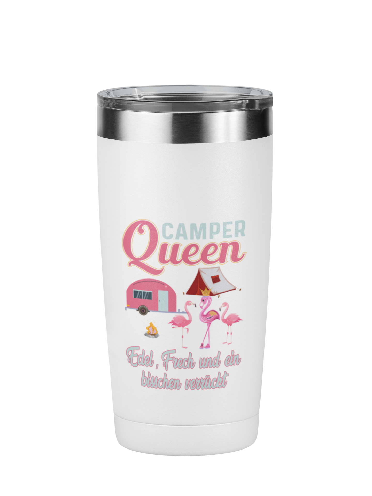 Edelstahl Trinkbecher "Camping Queen" 420 ml Handmade-Lifestyle