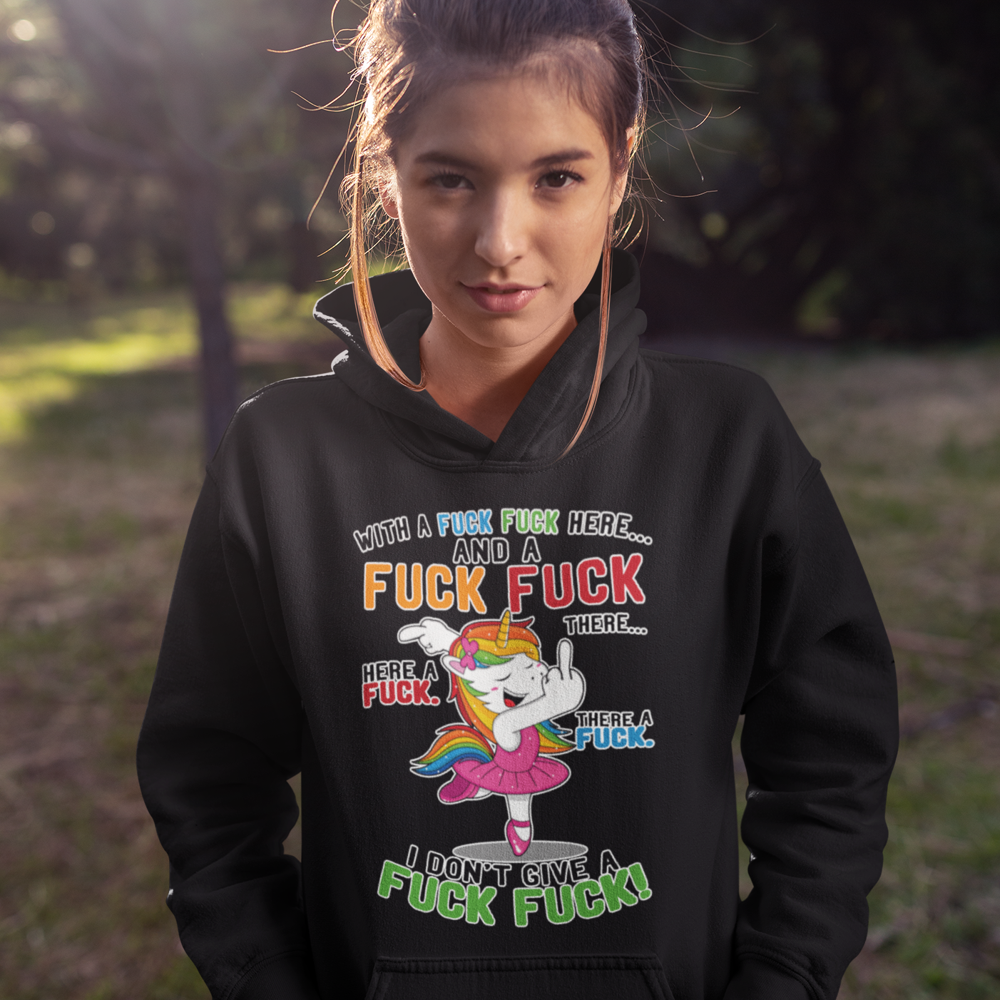 Einhorn Hoodie "FUCK FUCK FUCK" Handmade-Lifestyle
