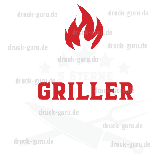 Bügelbild "5 Sterne Griller - weiß" druck-guru