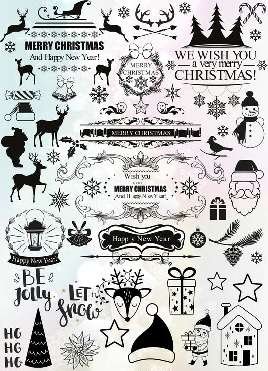 UV Sticker Set "Black White Christmas" 21x29 cm druck-guru