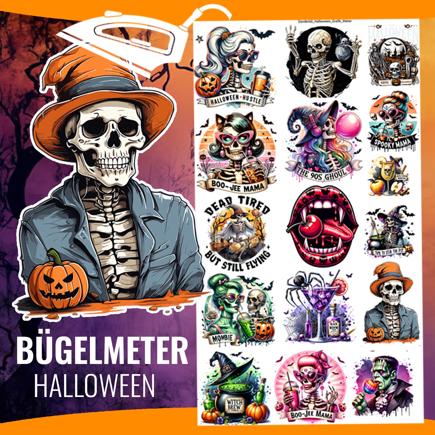 Halloween Bügelmeter NR 1 - Bügelbilder, Transfer, DTF, Textildruck, DIY-Projekt druck-guru