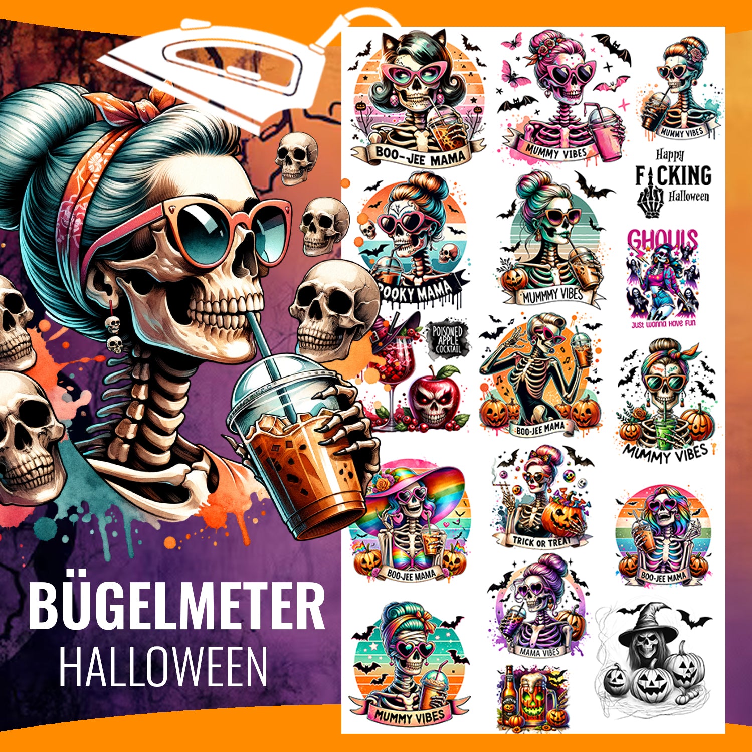 Halloween Bügelmeter NR 2 - Bügelbilder, Transfer, DTF, Textildruck, DIY-Projekt druck-guru