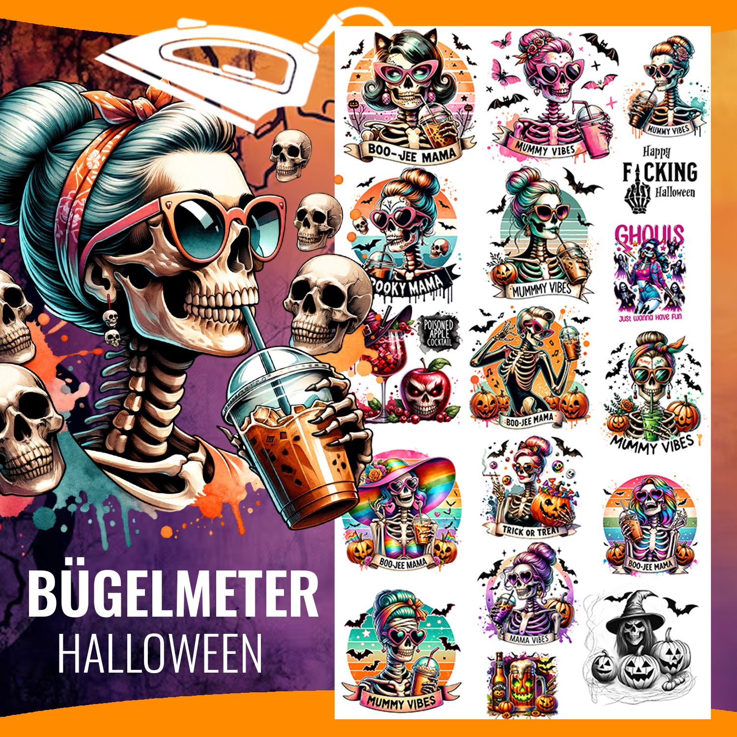 Halloween Bügelmeter NR 3 - Bügelbilder, Transfer, DTF, Textildruck, DIY-Projekt (Kopie) druck-guru