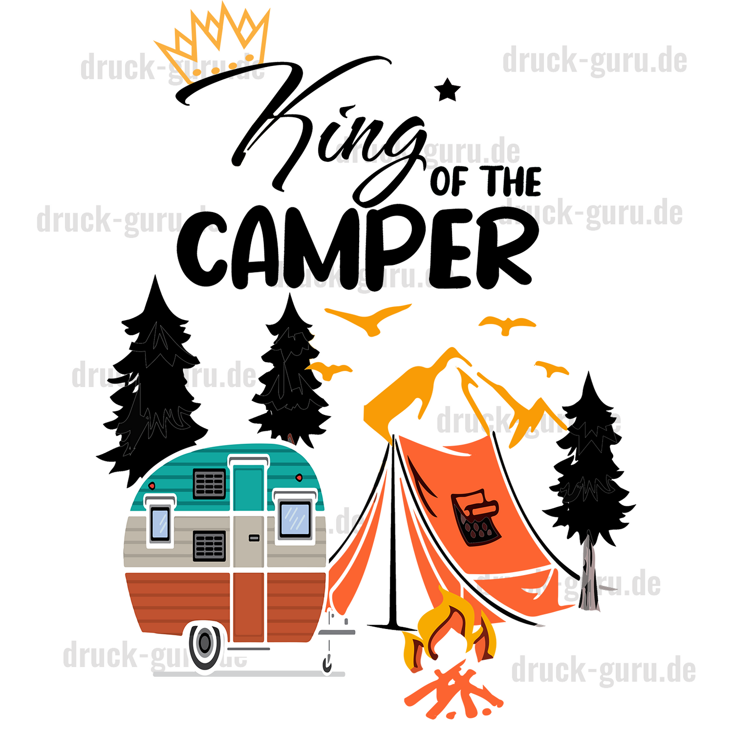 Bügelbild "King of the Camper" druck-guru