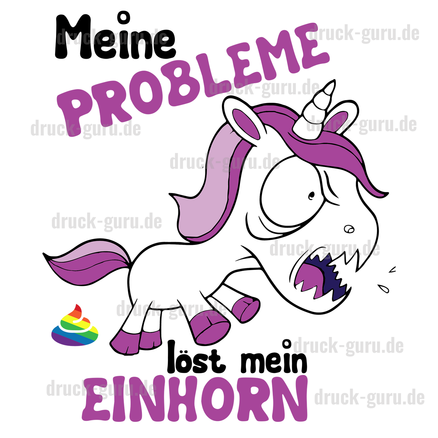 Bügelbild "Einhorn löst Probleme" druck-guru