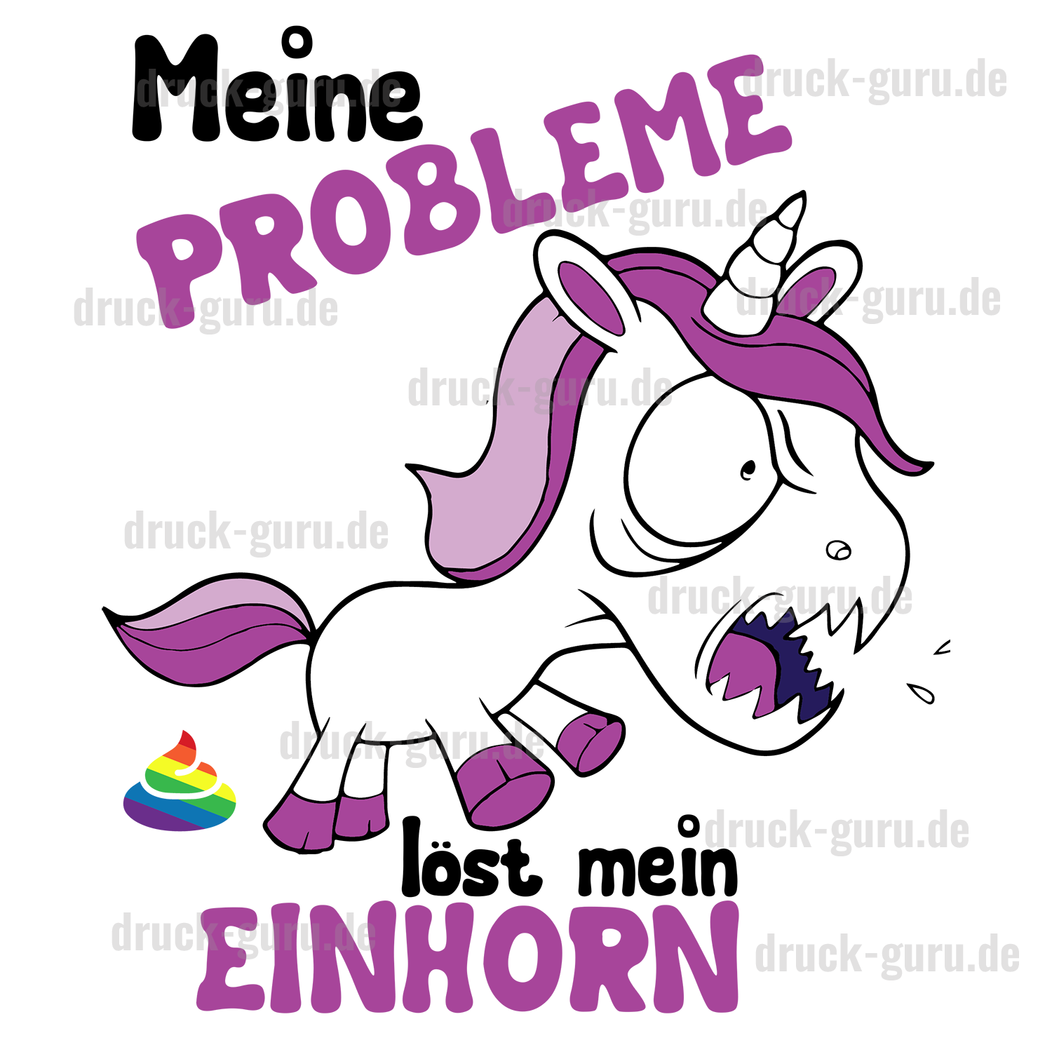 Bügelbild "Einhorn löst Probleme" druck-guru