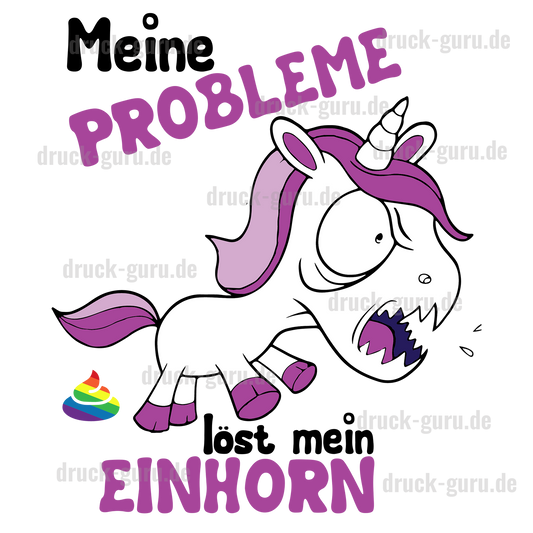 Bügelbild "Einhorn löst Probleme" druck-guru