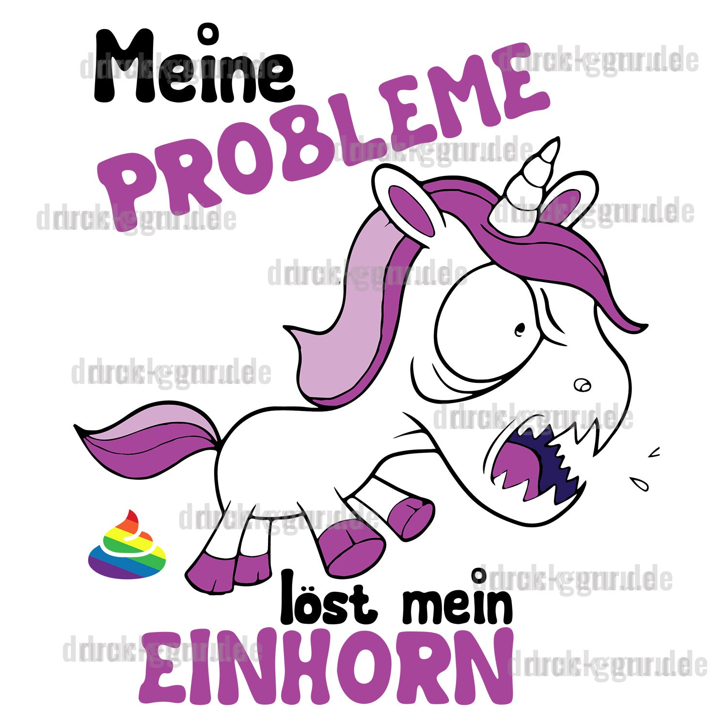 Bügelbild "Einhorn löst Probleme" druck-guru